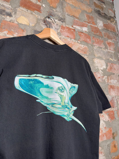 00s Surf Style Graphic Tee Black Sz L