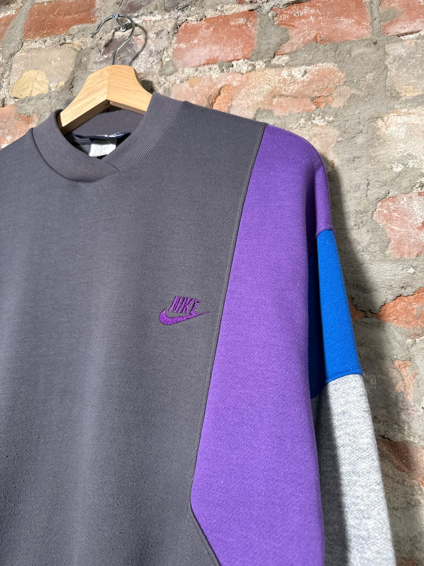 80s Nike Grey/Purple Pullover Sweater Sz M