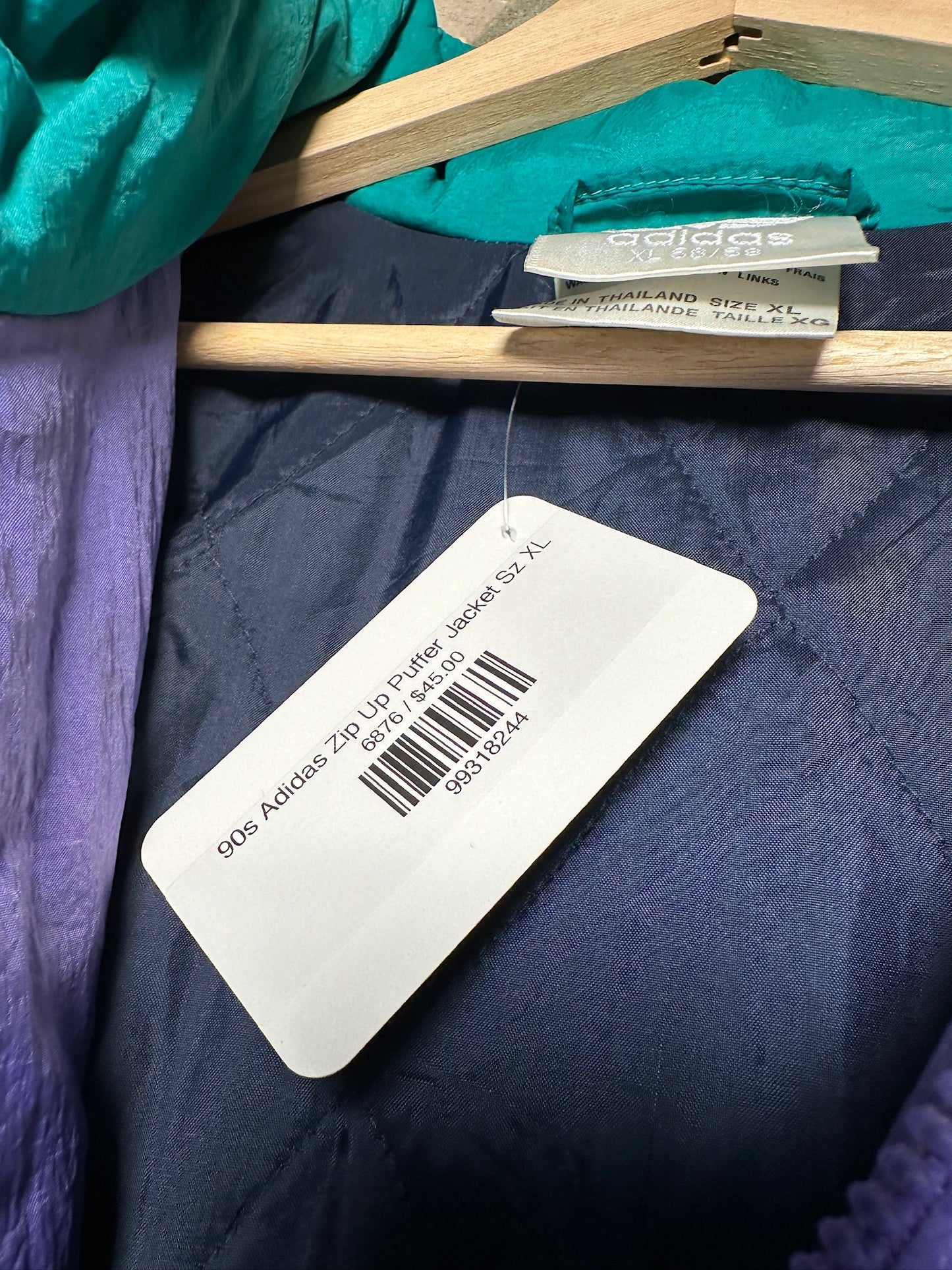 90s Adidas Zip Up Puffer Jacket Sz XL