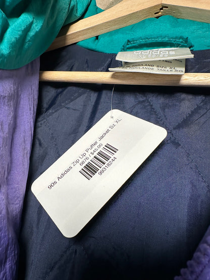 90s Adidas Zip Up Puffer Jacket Sz XL