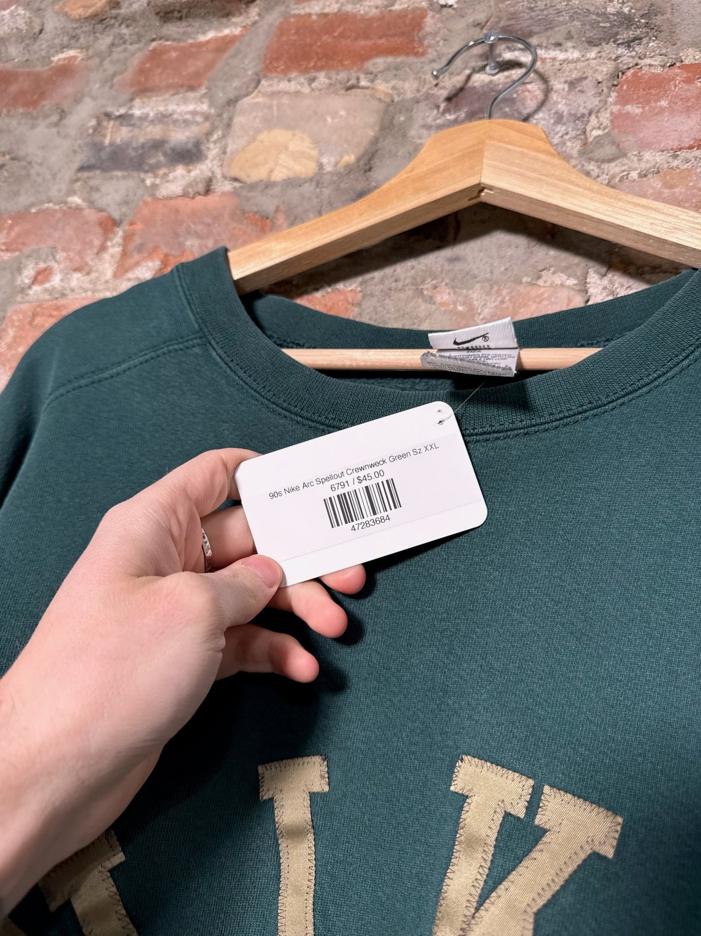 90s Nike Arc Spellout Crewnweck Green Sz XXL