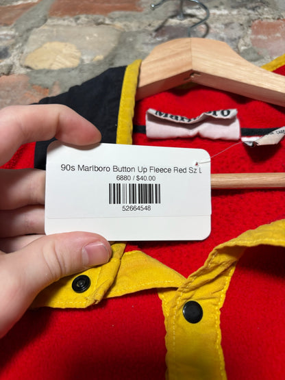 90s Marlboro Button Up Fleece Red Sz L