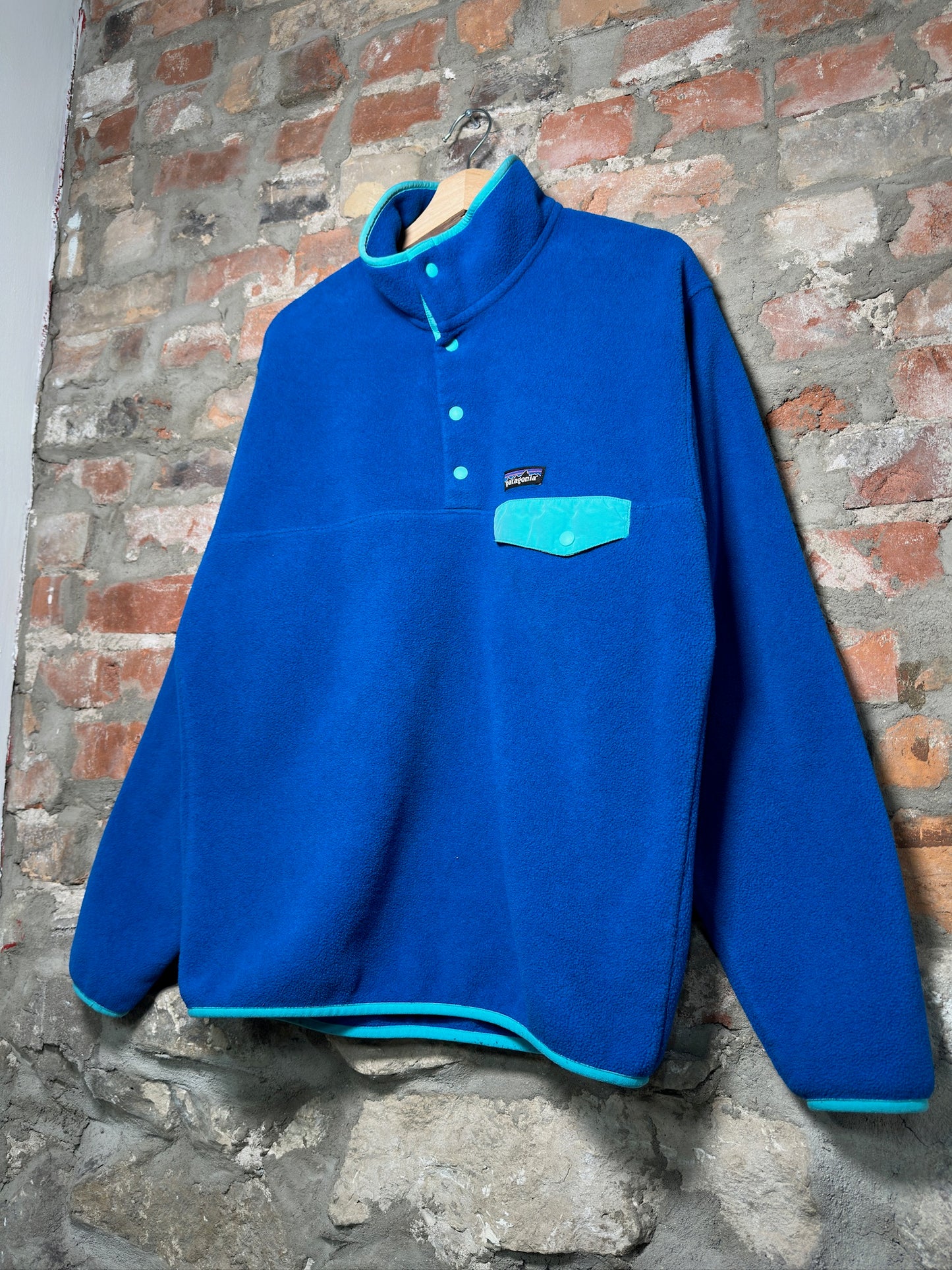 90s Patagonia Synchilla Button Up Fleece Blue Sz M