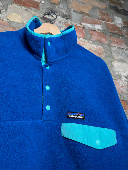 90s Patagonia Synchilla Button Up Fleece Blue Sz M