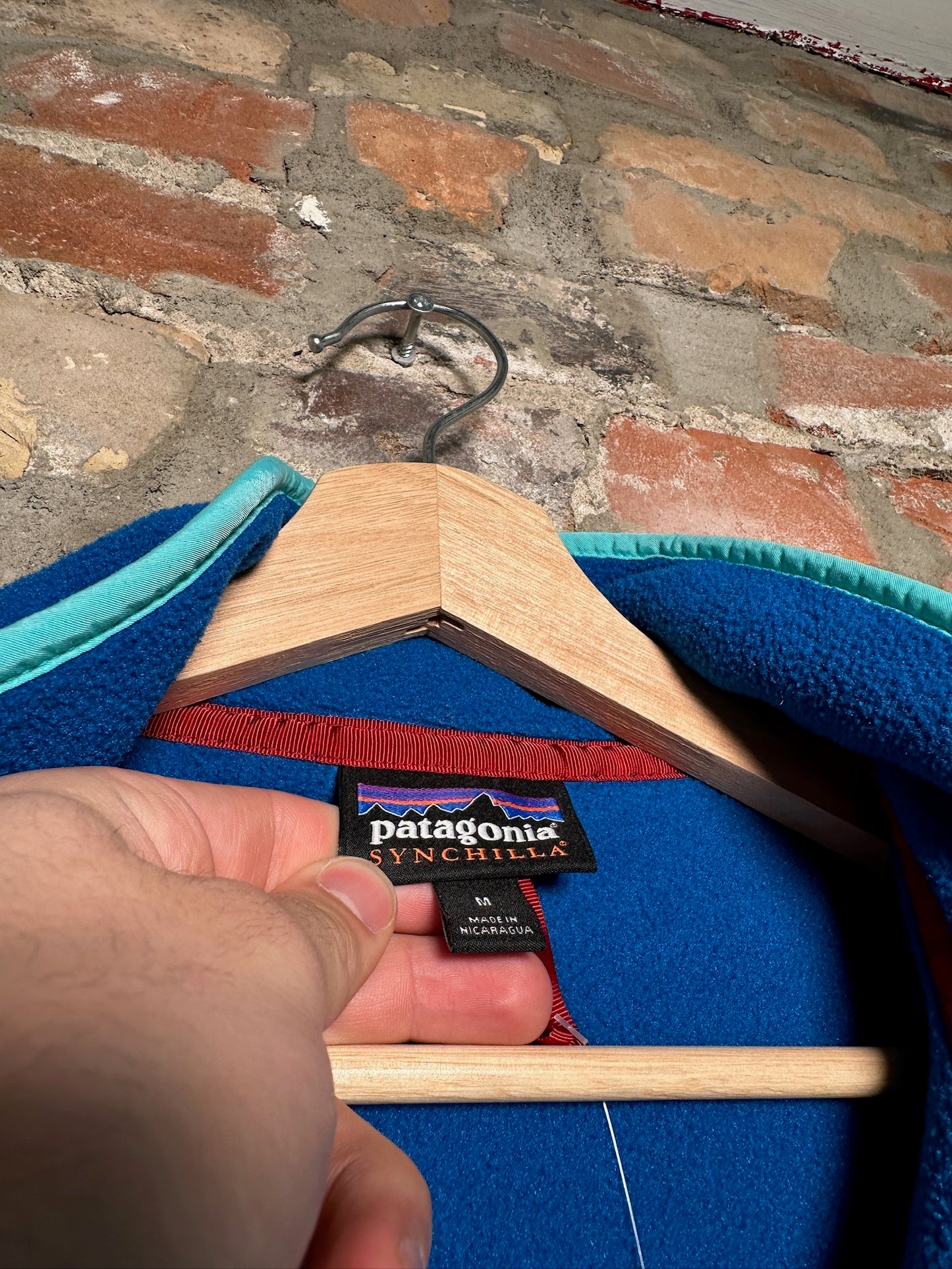 90s Patagonia Synchilla Button Up Fleece Blue Sz M