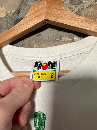 Bape Shark Green Glitter Tee White Sz S