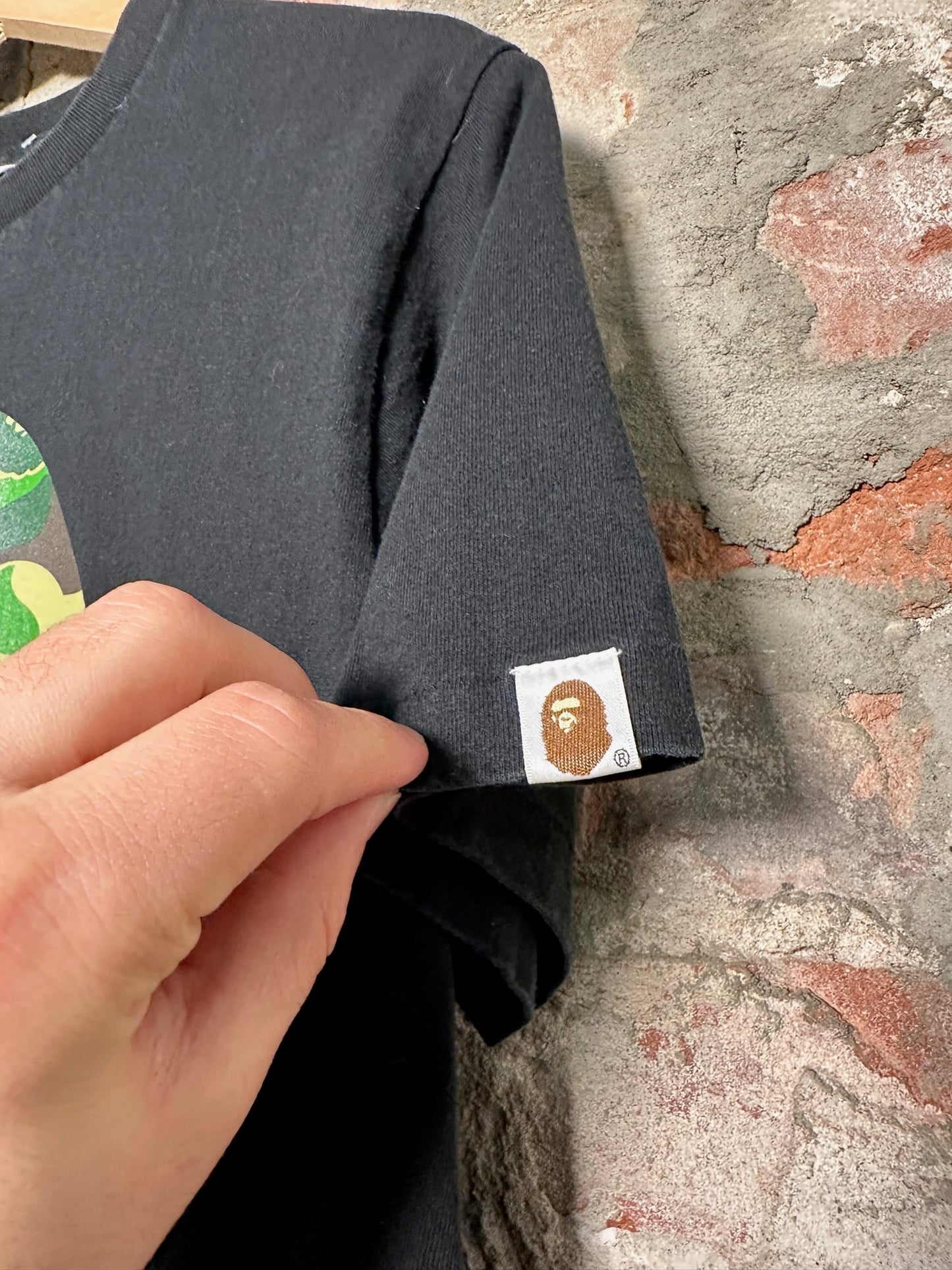 Bape Green Camo Ape Tee Black Sz M