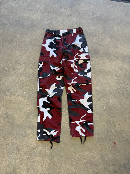 (S) Vtg Military Red Adjustable Camo Pants
