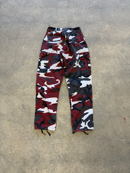 (S) Vtg Military Red Adjustable Camo Pants