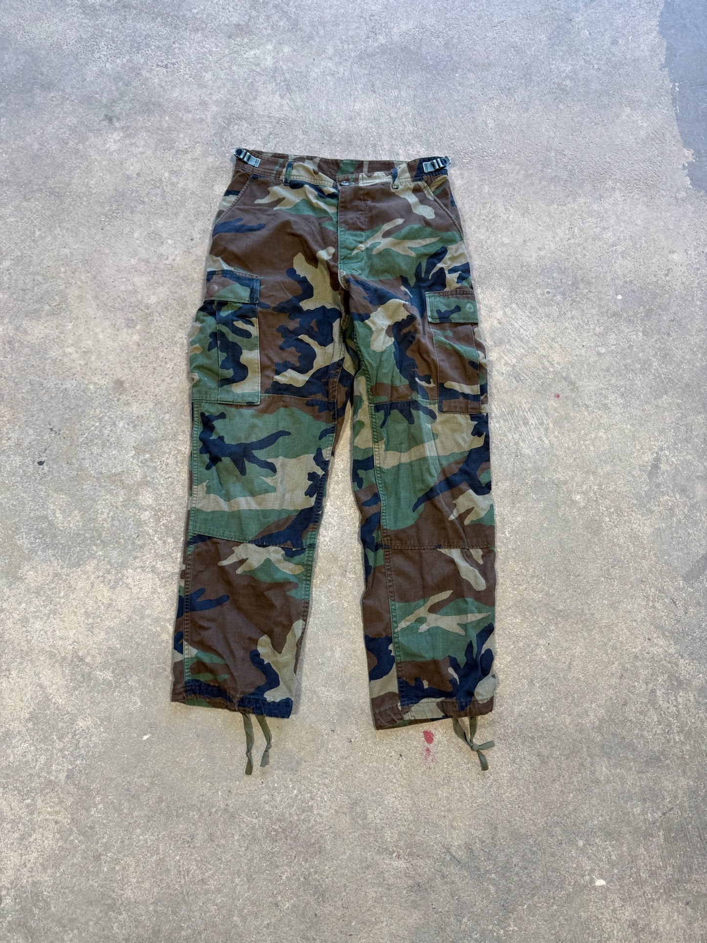 (S) Vtg Military Woodland Camo Adjustable Cargo Pants