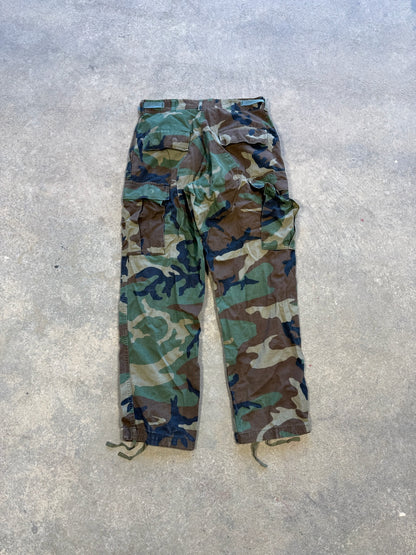 (S) Vtg Military Woodland Camo Adjustable Cargo Pants