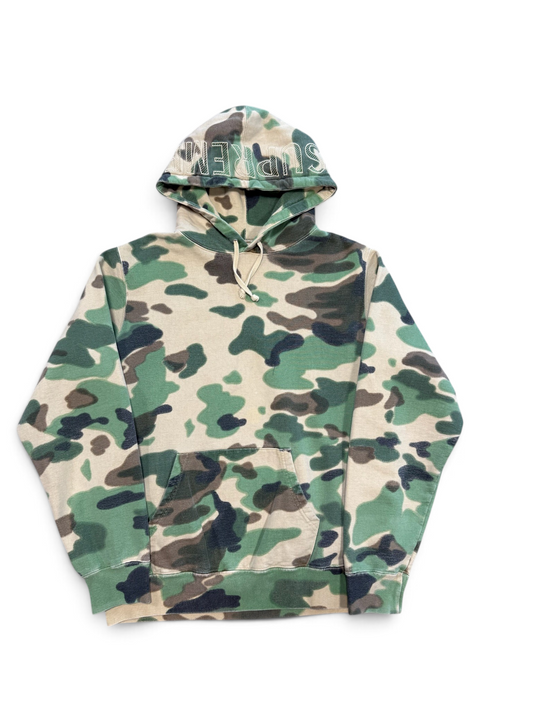 (M) Supreme Hood Logo Camo Sweatshirt