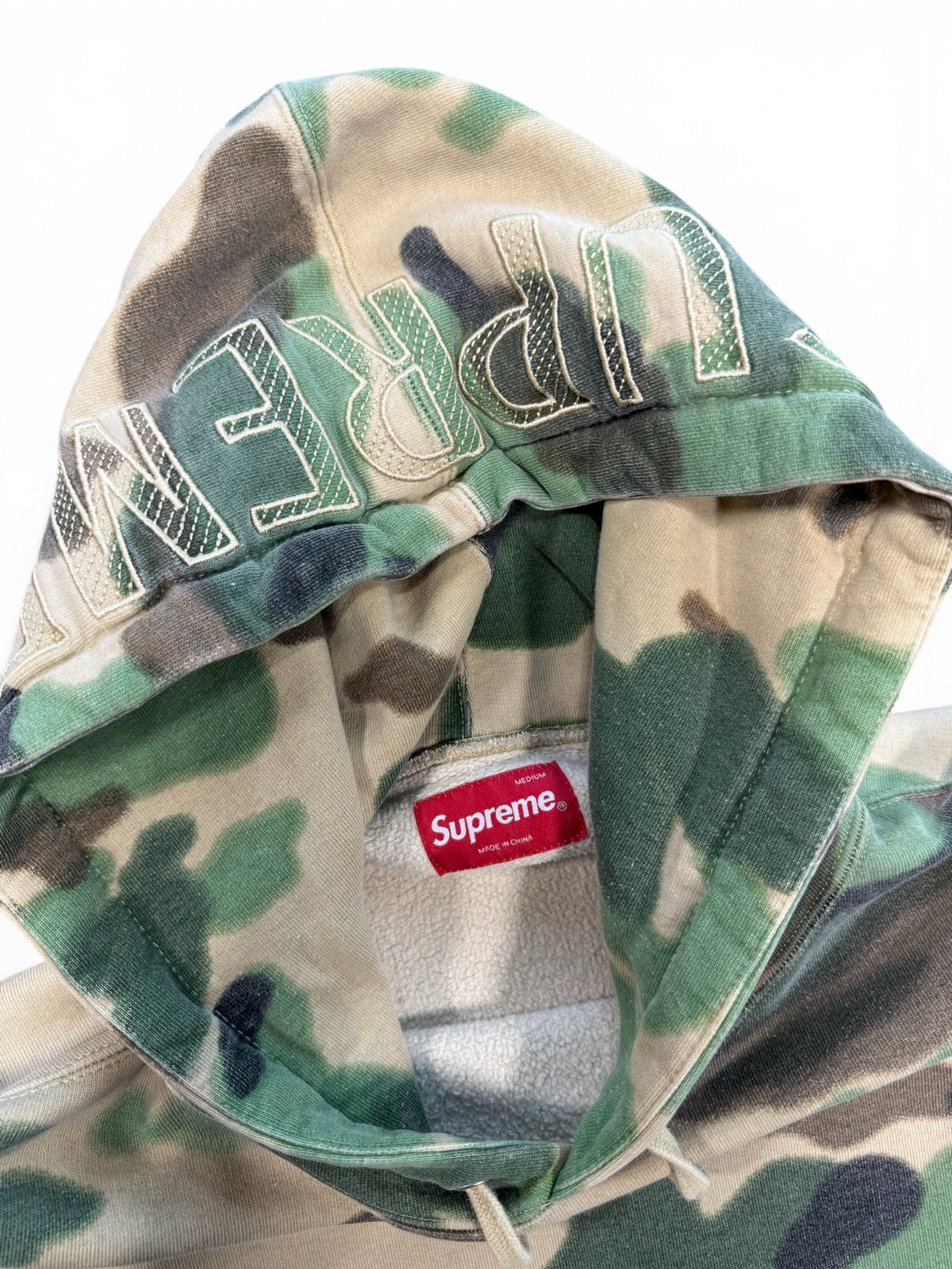 (M) Supreme Hood Logo Camo Sweatshirt