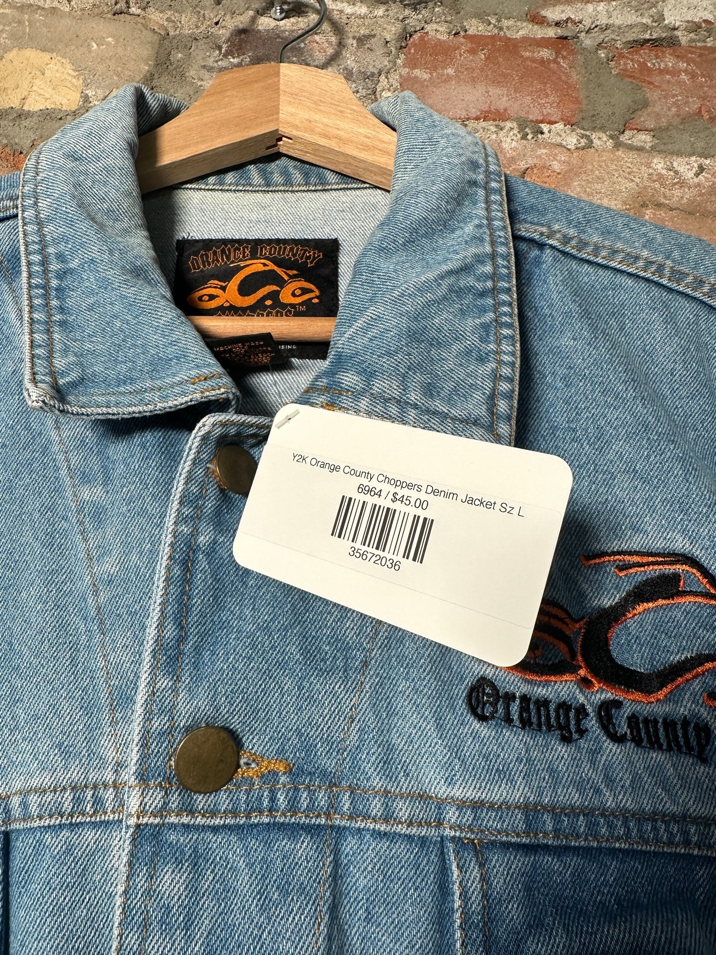 Y2K Orange County Choppers Denim Jacket Sz L