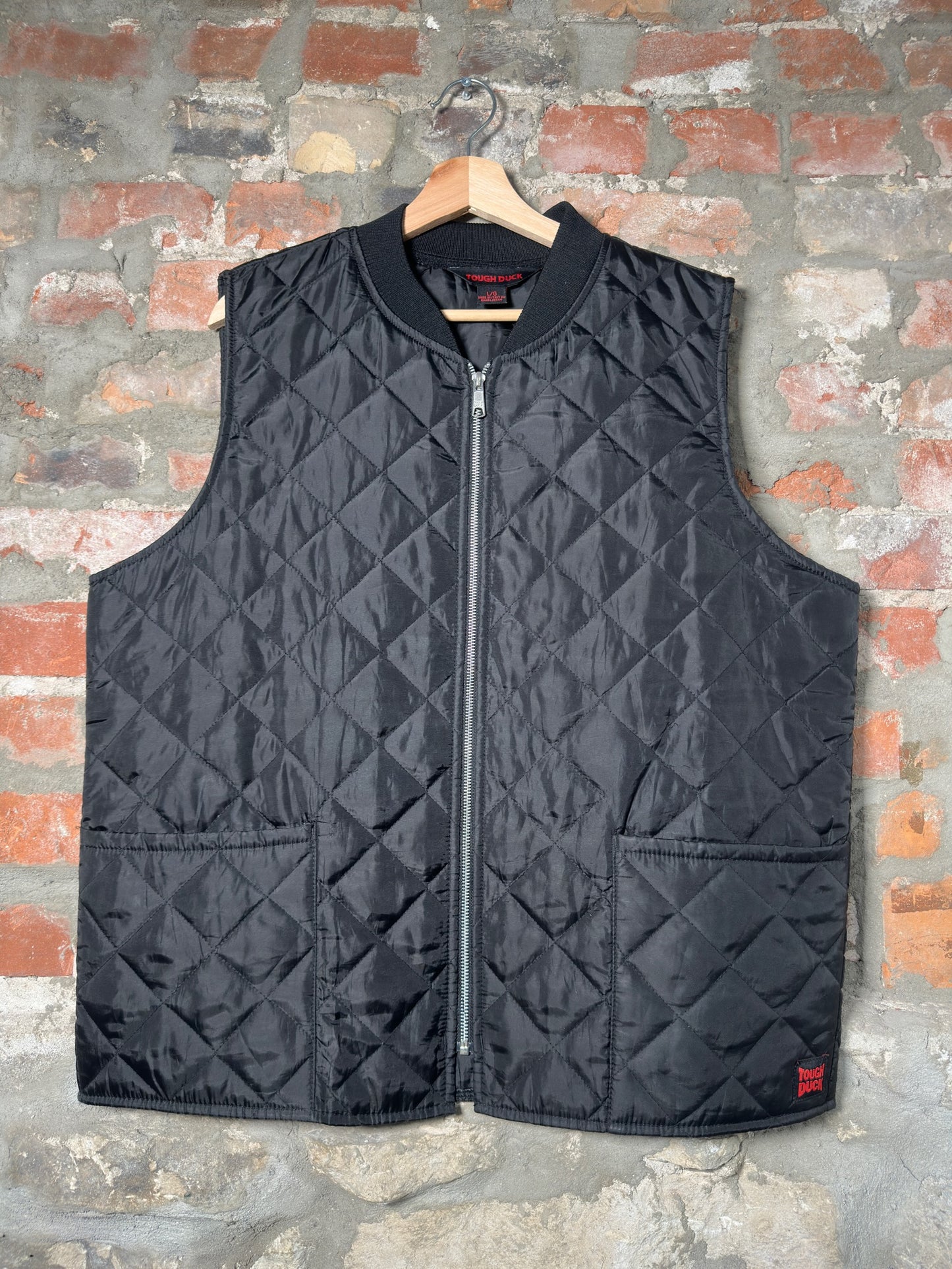 Vtg Tough Duck Vest Black Sz L