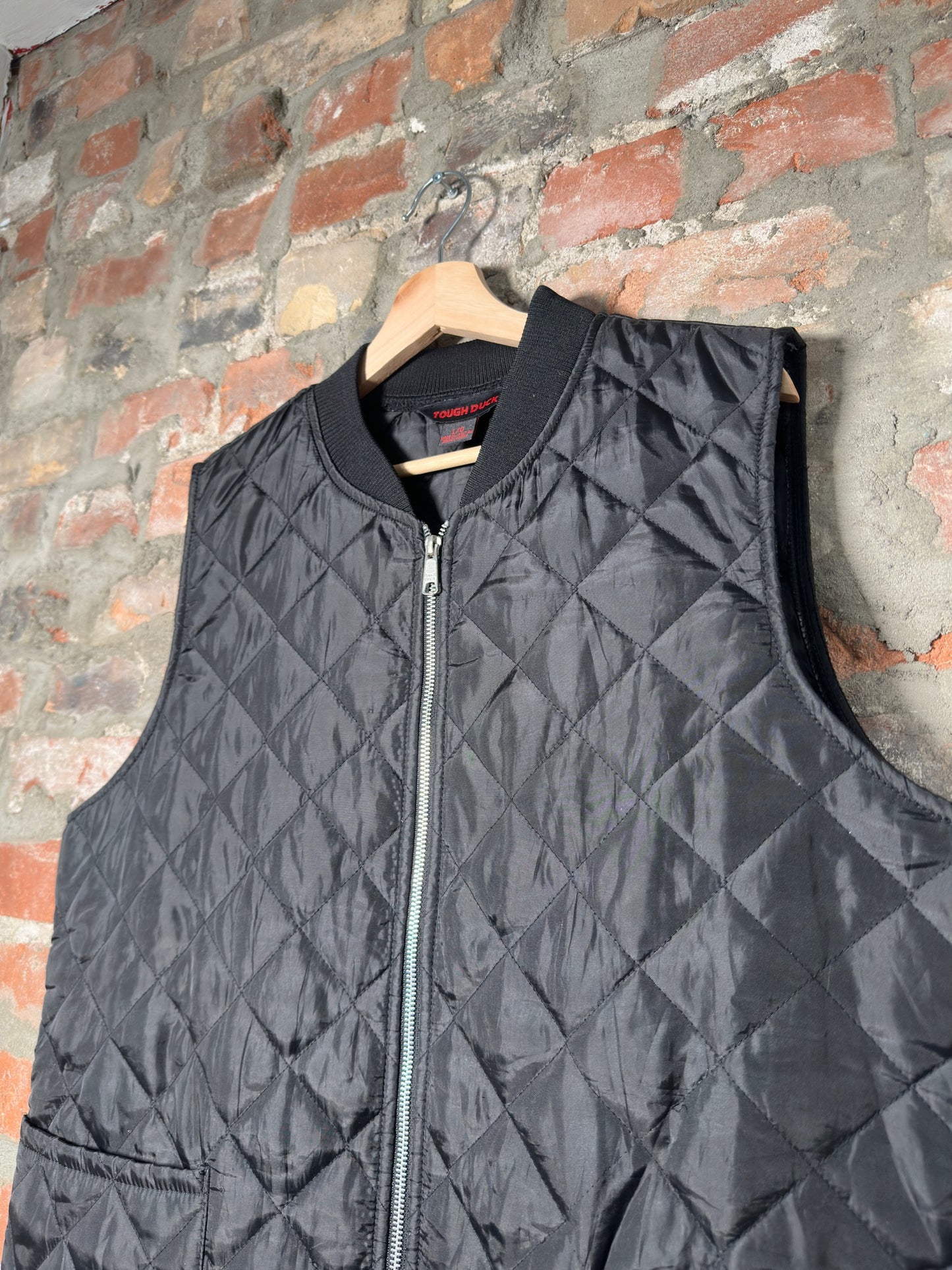 Vtg Tough Duck Vest Black Sz L