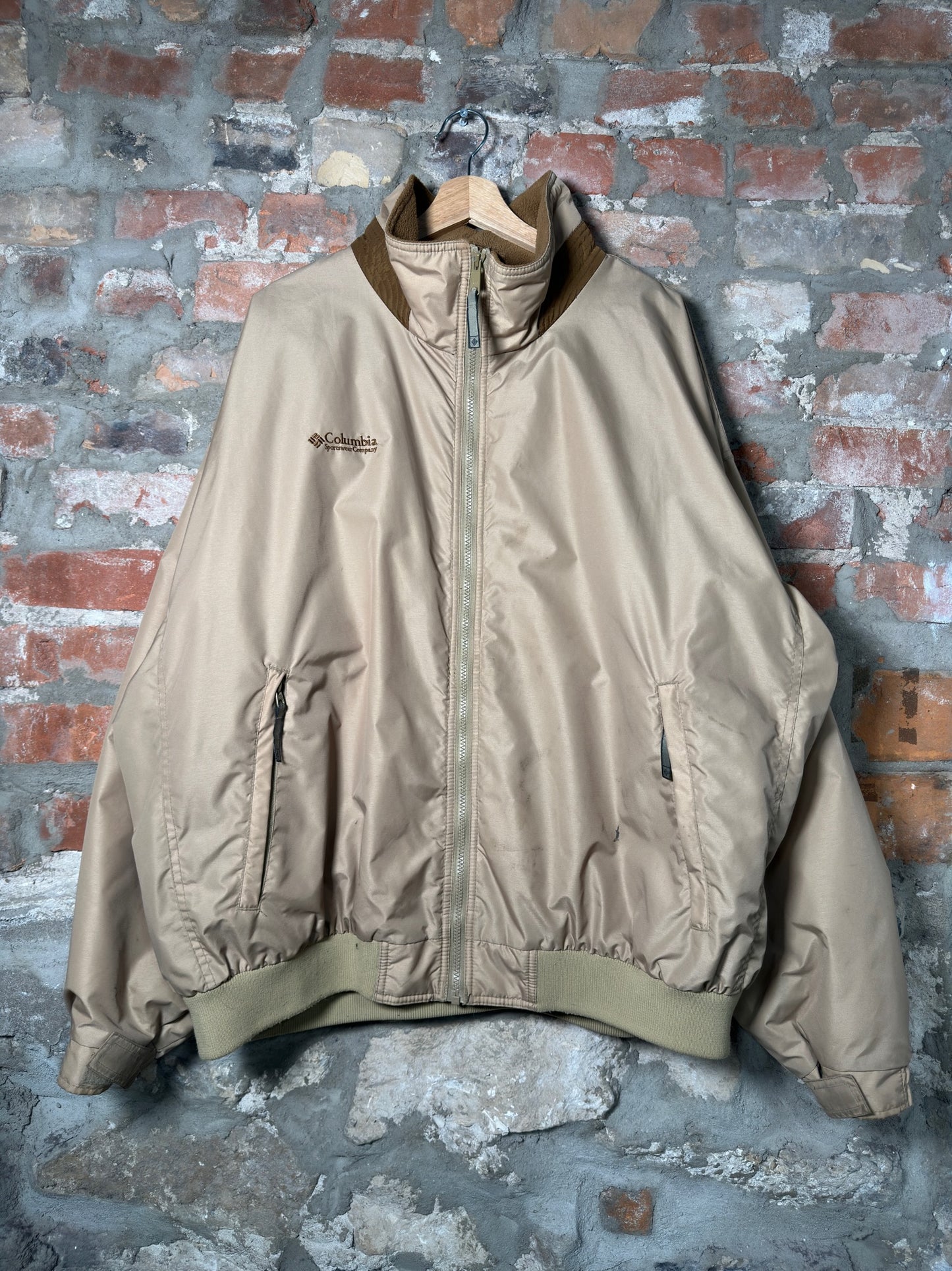 Vtg Columbia Zip-Up Jacket Beige Sz XXL