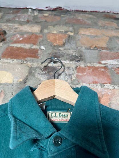 Vtg L.L. Bean Button-Up Teal Flannel Sz L