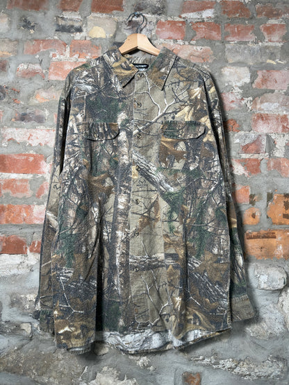 Vtg Real Tree Button-Up Camo Flannel Sz XL