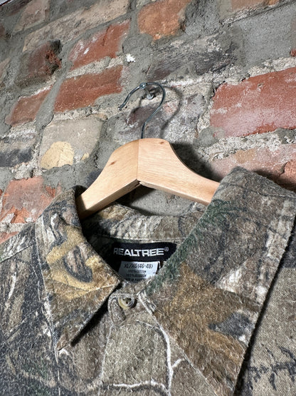 Vtg Real Tree Button-Up Camo Flannel Sz XL