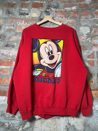 90s Mickey Mouse Red Crewneck Sz XXL