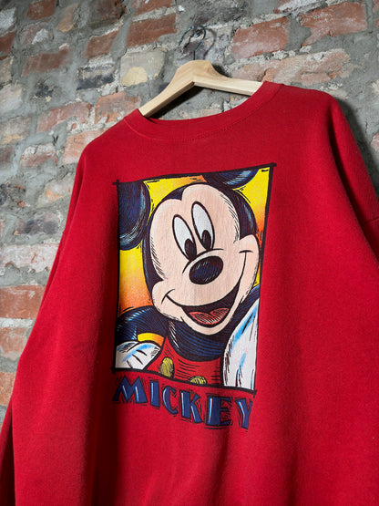 90s Mickey Mouse Red Crewneck Sz XXL