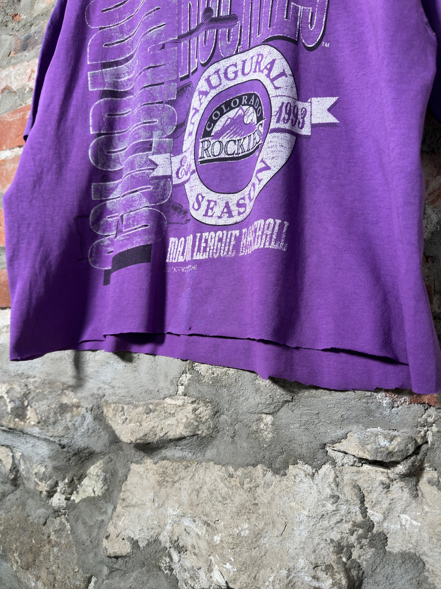 93" Colorado Rockies MLB Faded Purple Tee Sz XL