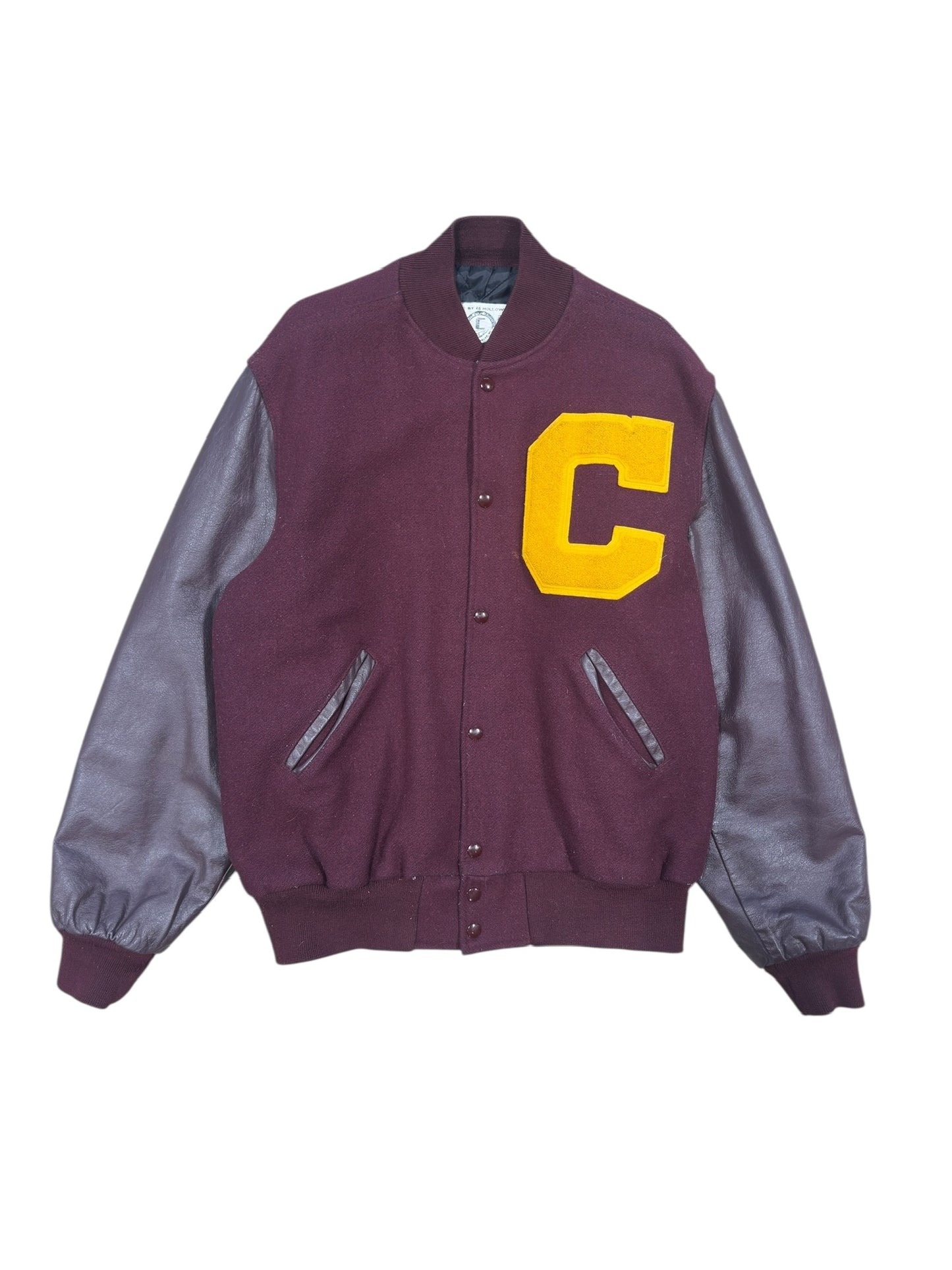 90s Burgundy Varsity Jacket Sz L