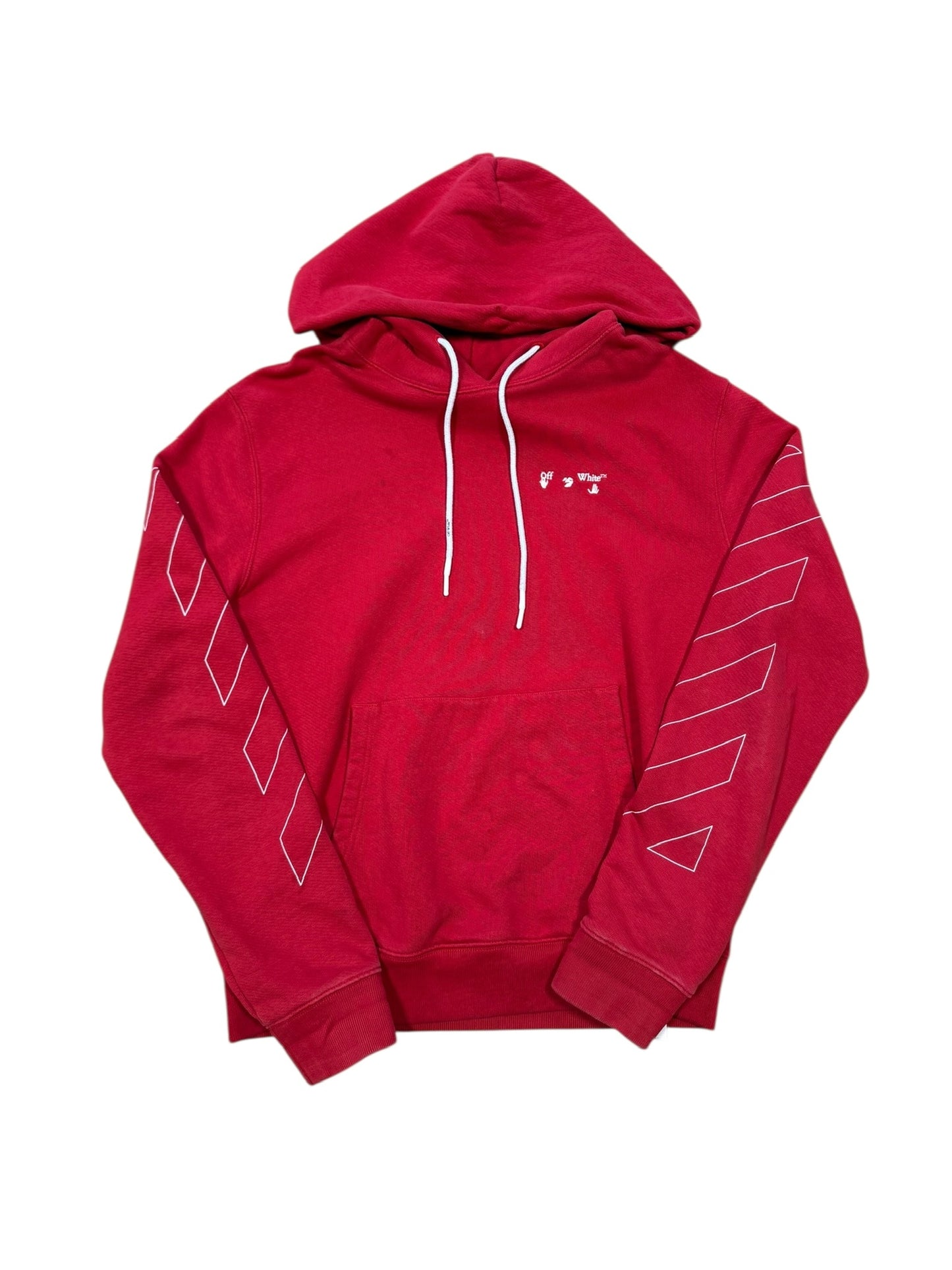 Off White Diagonal Arrows Red Hoodie Sz L