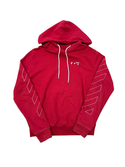 Off White Diagonal Arrows Red Hoodie Sz L