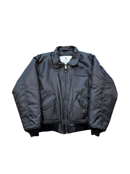 (XXL) Vtg Satin Bomber Jacket Black