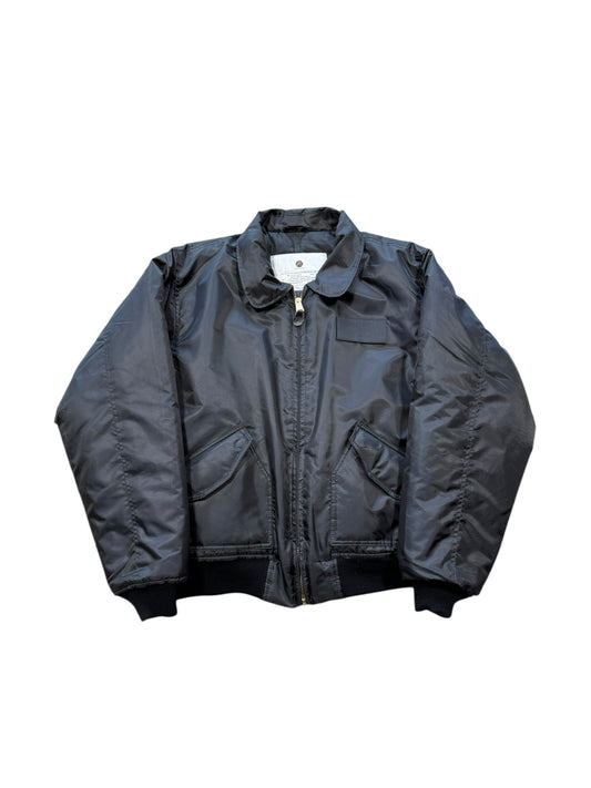 (XXL) Vtg Satin Bomber Jacket Black