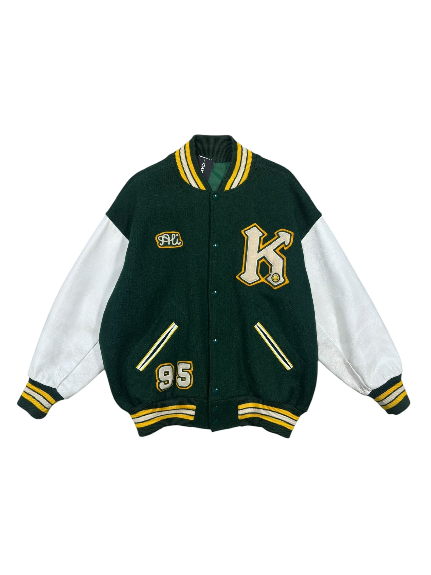 90s Green/Yellow Varsity Jacket Sz L