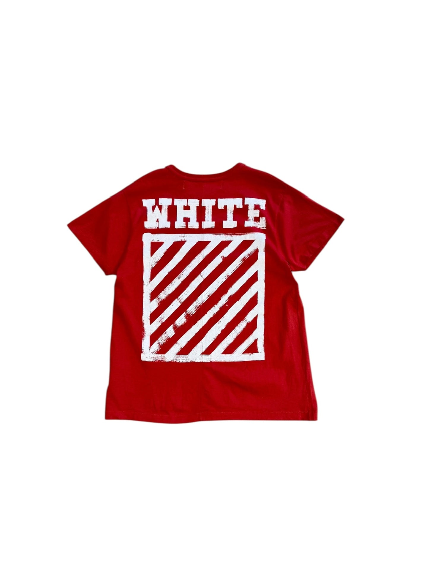 Off White Diagonal Stripes Tee Red Sz S