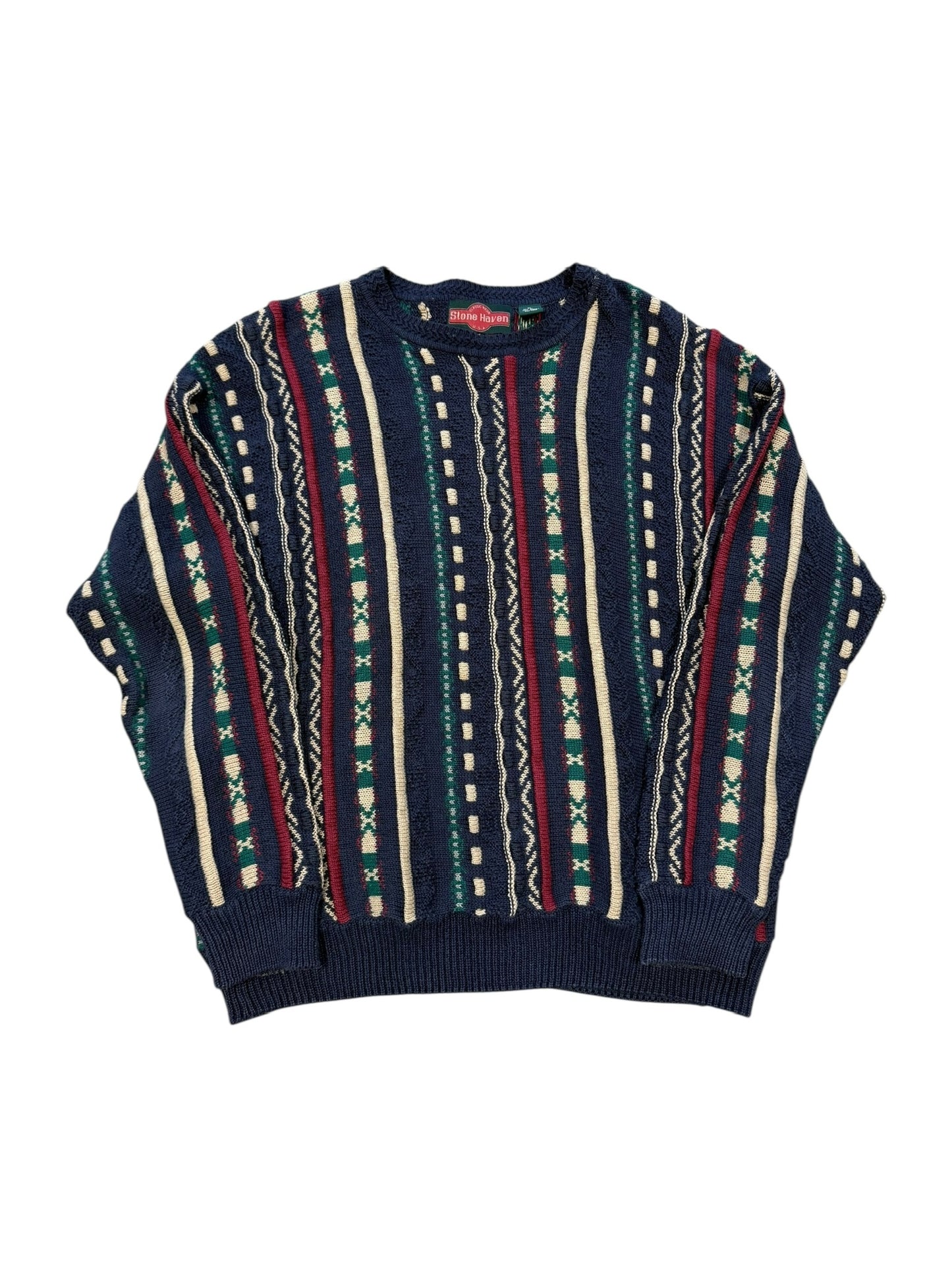 Vtg Stone Haven 3D Style Knit Sweater Sz XL