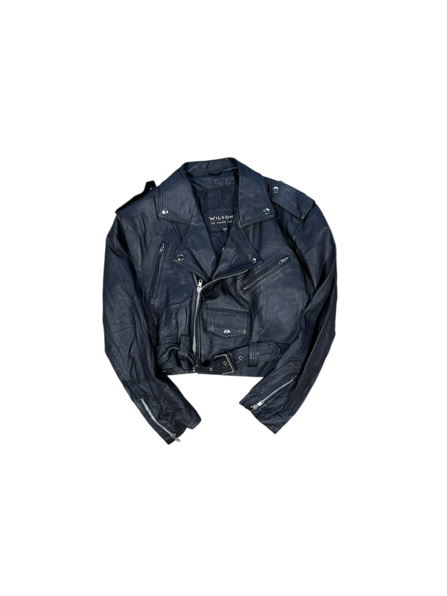Vtg Wilsons Leather Biker Jacket Sz S