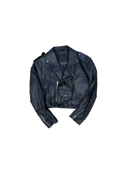 Vtg Wilsons Leather Biker Jacket Sz S