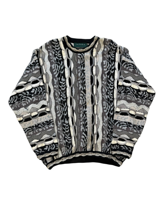 Vtg Tundra 3D Knit Style Sweater Sz L