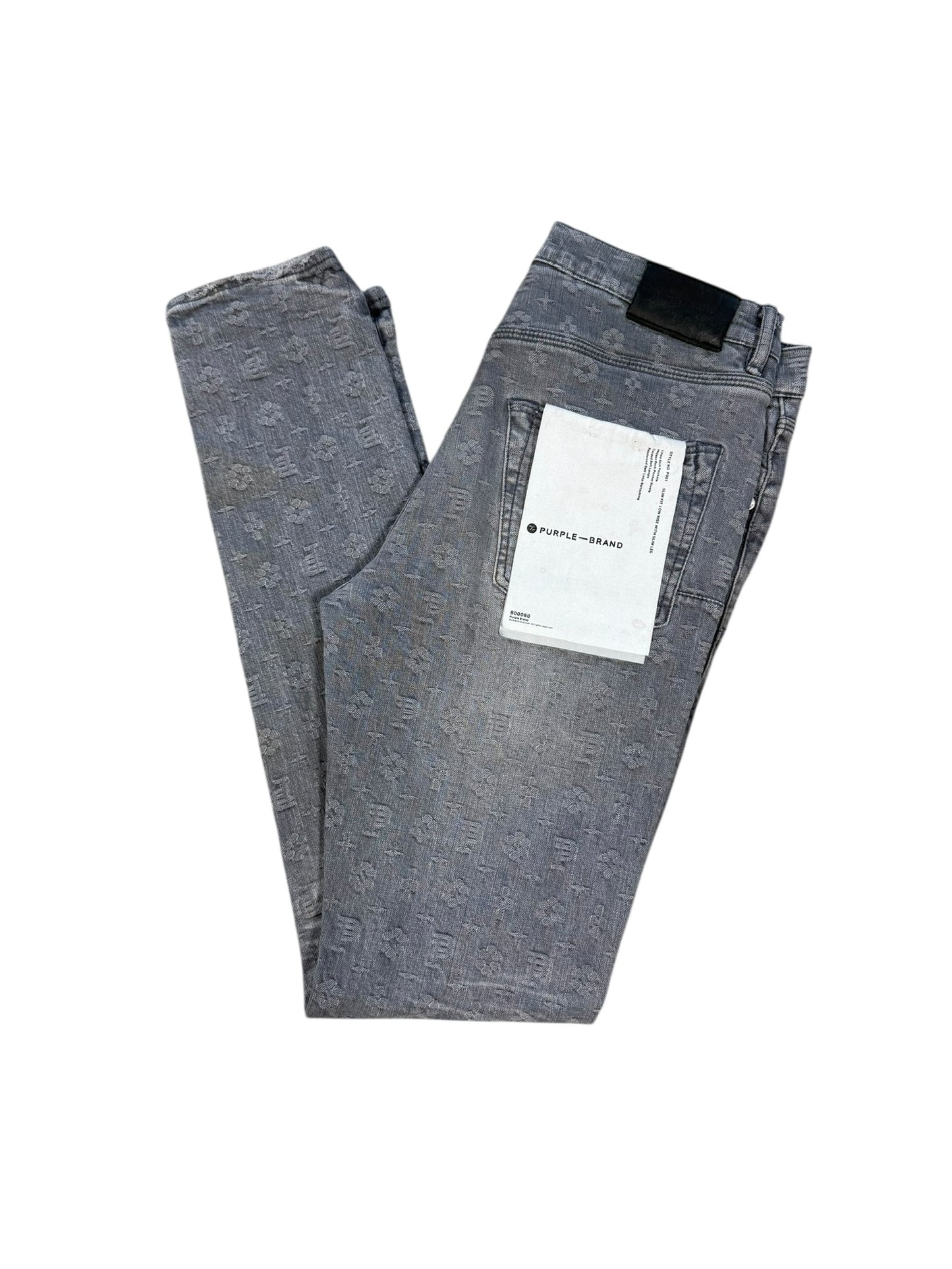 Purple Brand Letters Black Washed Denim Sz 32 Waist