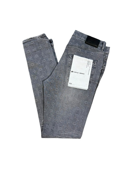 Purple Brand Letters Black Washed Denim Sz 32 Waist