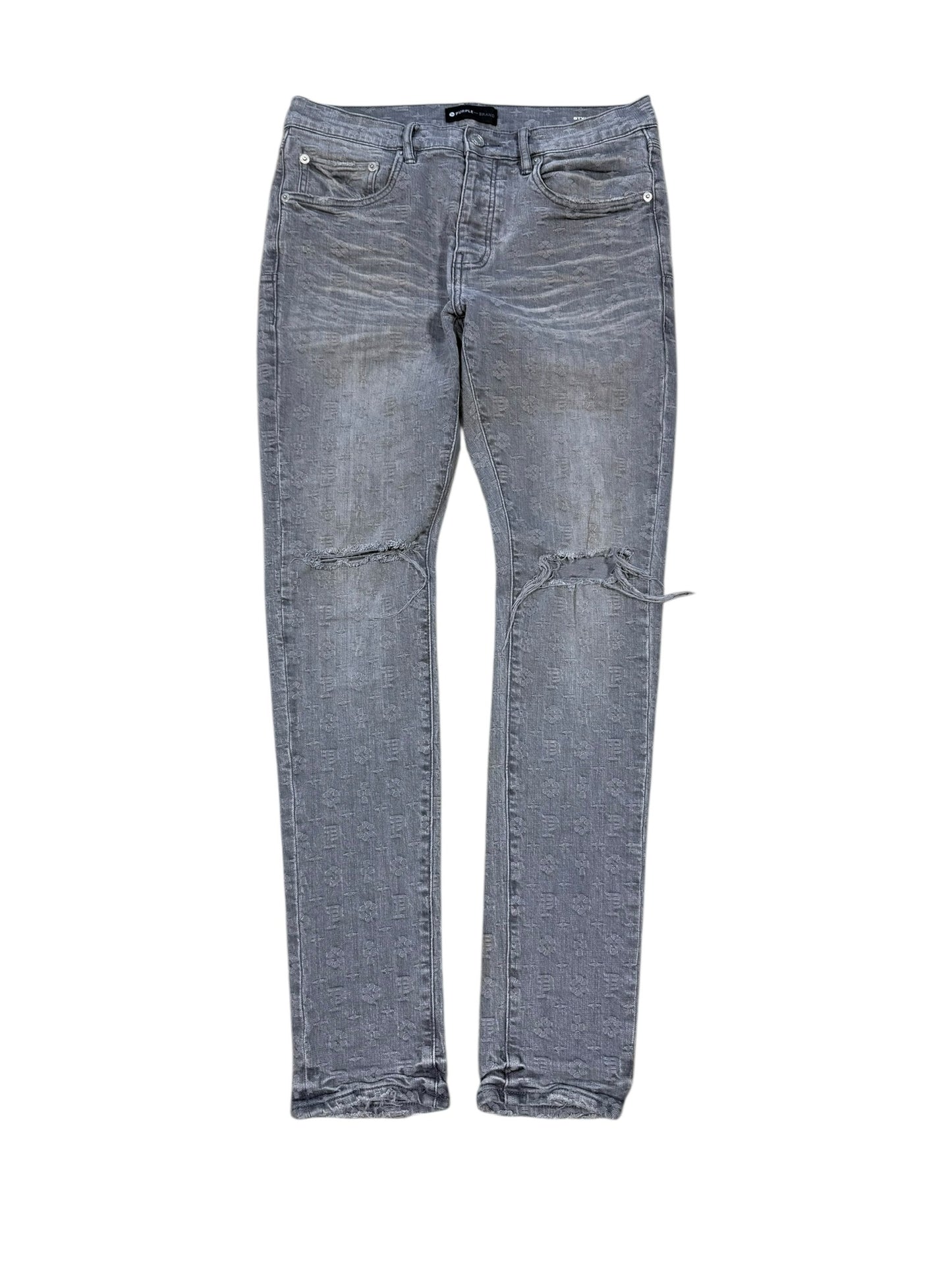 Purple Brand Letters Black Washed Denim Sz 32 Waist