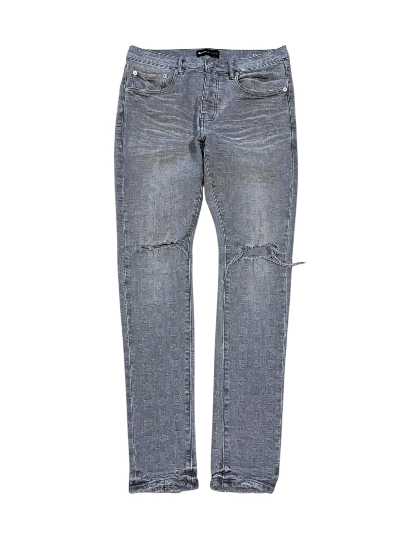 Purple Brand Letters Black Washed Denim Sz 32 Waist